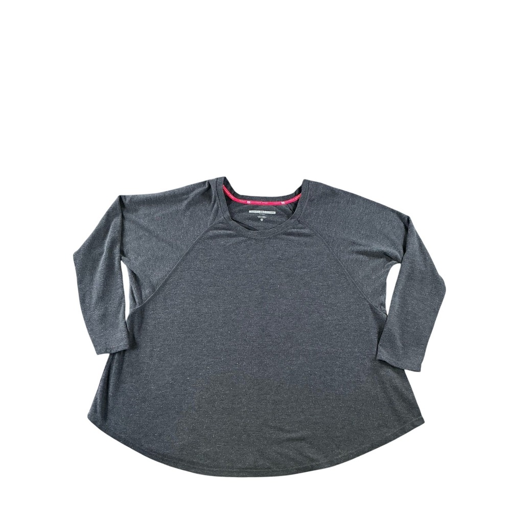 Tommy Hilfiger Sport Womens Large Gray Raglan Long Sleeve Activewear Top L